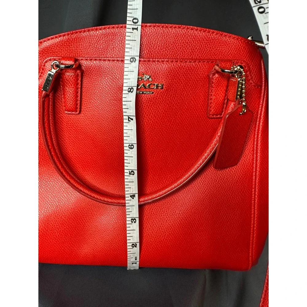 Coach Red Crossgrain Leather Satchel Crossbody Bag Gold Hardware F34607